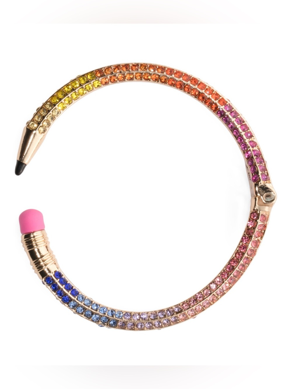 Betsey Johnson - NWT! Rainbow Crystal Pencil Bane Hinged Bracelet